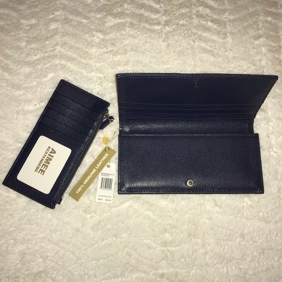 Aimee Kestenberg Leather Moto Bifold Wallet Navy - Picture 3 of 5